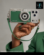 3D Vintage Camera Phone Case with Hand Strap for IPhone 17 16 15 14 Pro Max Plus 17Pro Shockproof Phone Cover
