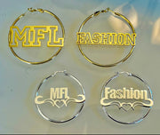 Big Custom Circle Hoop Name Earrings