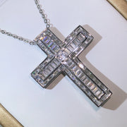 Luxury Jewelry 925 Sterling Silver Cross Pendant Zirconia Necklace