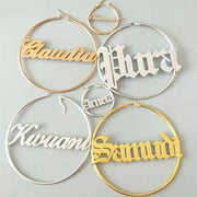 Big Custom Circle Hoop Name Earrings