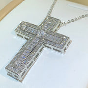 Luxury Jewelry 925 Sterling Silver Cross Pendant Zirconia Necklace
