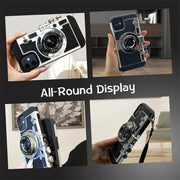 For iPhone 17 Pro Max 16 Pro 14 13 12 15 Pro Max Plus 17Air Phone 3D Retro Camera Cover Sling With Lanyard