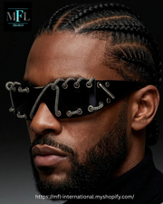 Rhinestone Chain Sunglasses Cool Trendy UV Protective Lightweight Party Shades for Men or Women