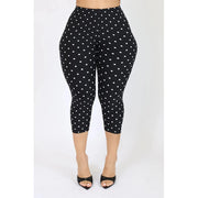 Women Vintage Capri Pants Dots Print Elastic Waist Spring Summer Cropped Stretch Crop Leggings Skinny Pants