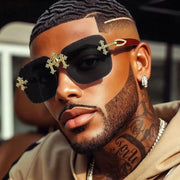 Rimless Square Sunglasses Men 2026 Luxury Brand Vintage Sunglass Shades UV400