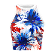 Patriotic Crop Top for Women USA Flag Print Sleeveless Summer Party Streetwear