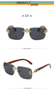 Rimless Square Sunglasses Men 2026 Luxury Brand Vintage Sunglass Shades UV400