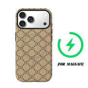 Lux Monogram Phone Case For iPhone 17 16 15 14 13 Pro Max Air 17e INS Hard PC Bumper Cover
