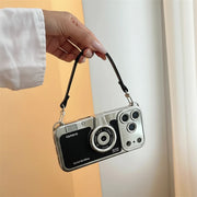 3D Vintage Camera Phone Case with Hand Strap for IPhone 17 16 15 14 Pro Max Plus 17Pro Shockproof Phone Cover
