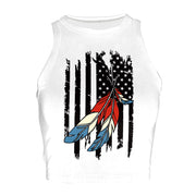 Patriotic Crop Top for Women USA Flag Print Sleeveless Summer Party Streetwear
