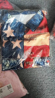Vintage Men's Long Sleeve American Flag Button Up Casual Slim Fit Shirt
