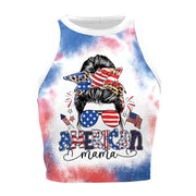 Patriotic Crop Top for Women USA Flag Print Sleeveless Summer Party Streetwear