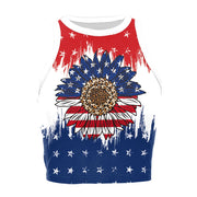 Patriotic Crop Top for Women USA Flag Print Sleeveless Summer Party Streetwear