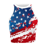 Patriotic Crop Top for Women USA Flag Print Sleeveless Summer Party Streetwear
