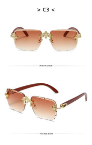 Rimless Square Sunglasses Men 2026 Luxury Brand Vintage Sunglass Shades UV400