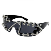 Rhinestone Chain Sunglasses Cool Trendy UV Protective Lightweight Party Shades for Men or Women