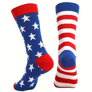 3 Pairs of Four Season Fashionable American Flag/ Stars/ Striped Long Tube Sports Socks