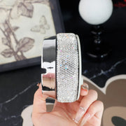 Bling Stainless Steel Round Windproof Ashtray with Rotating Lid Home Office Living Room Decoration Sealing Ashtrays