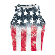Patriotic Crop Top for Women USA Flag Print Sleeveless Summer Party Streetwear