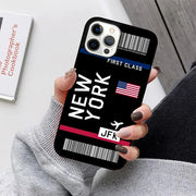 Boarding Pass Plane Ticket Phone Case For iPhone 17 Air 16 15 14 13 12 11 Pro Max Plus Max Cover Shell coque