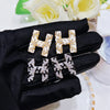 Fashion letter "H" stud earrings - Luxurious, sparkle-studded earrings -High-end Fashion Jewelry items