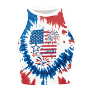 Patriotic Crop Top for Women USA Flag Print Sleeveless Summer Party Streetwear