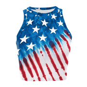 Patriotic Crop Top for Women USA Flag Print Sleeveless Summer Party Streetwear