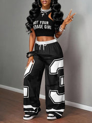Women's Camo Graphic Wide Leg Elastic Waist Casual Summer Sets
