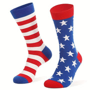 3 Pairs of Four Season Fashionable American Flag/ Stars/ Striped Long Tube Sports Socks