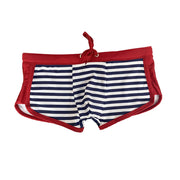 Men's swimming trunks boxer swim trunk striped hot spring beach swimsuit