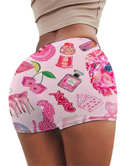 Printed Festival & Beach Wear Knit Shorts Women Elastic Waist Stretchy