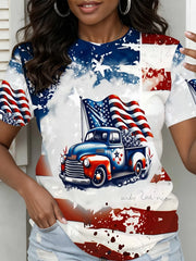 Elevate your casual look with this eye-catching women’s flag print t-shirt. Crafted from high-quality, skin-friendly material, i
