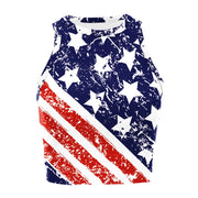 Patriotic Crop Top for Women USA Flag Print Sleeveless Summer Party Streetwear