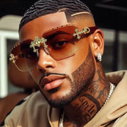 Rimless Square Sunglasses Men 2026 Luxury Brand Vintage Sunglass Shades UV400