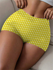 Printed Festival & Beach Wear Knit Shorts Women Elastic Waist Stretchy