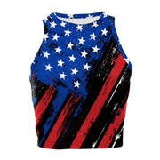 Patriotic Crop Top for Women USA Flag Print Sleeveless Summer Party Streetwear