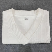 MFL Urban Luxe: Cable Knit V-neck Street Style Men's Short Sleeve Sets