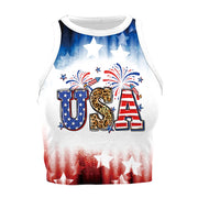 Patriotic Crop Top for Women USA Flag Print Sleeveless Summer Party Streetwear
