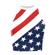 Patriotic Crop Top for Women USA Flag Print Sleeveless Summer Party Streetwear