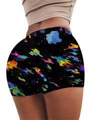Printed Festival & Beach Wear Knit Shorts Women Elastic Waist Stretchy