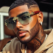 Rimless Square Sunglasses Men 2026 Luxury Brand Vintage Sunglass Shades UV400