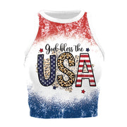 Patriotic Crop Top for Women USA Flag Print Sleeveless Summer Party Streetwear