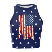 Patriotic Crop Top for Women USA Flag Print Sleeveless Summer Party Streetwear