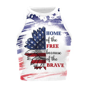 Patriotic Crop Top for Women USA Flag Print Sleeveless Summer Party Streetwear