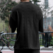 MFL Urban Luxe: Cable Knit V-neck Street Style Men's Short Sleeve Sets