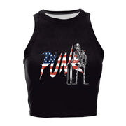 Patriotic Crop Top for Women USA Flag Print Sleeveless Summer Party Streetwear
