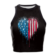 Patriotic Crop Top for Women USA Flag Print Sleeveless Summer Party Streetwear