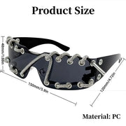 Rhinestone Chain Sunglasses Cool Trendy UV Protective Lightweight Party Shades for Men or Women