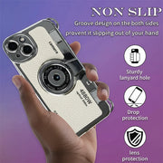 3D Vintage Camera Phone Case with Hand Strap for IPhone 17 16 15 14 Pro Max Plus 17Pro Shockproof Phone Cover