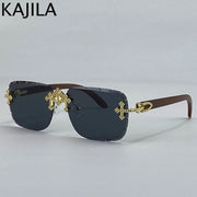 Rimless Square Sunglasses Men 2026 Luxury Brand Vintage Sunglass Shades UV400